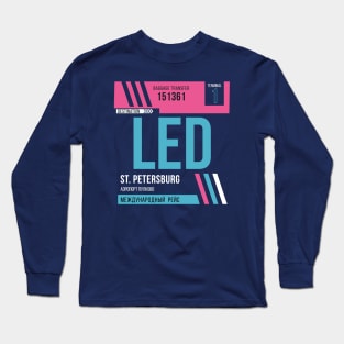 St Petersburg (LED) Airport Code Baggage Tag Long Sleeve T-Shirt